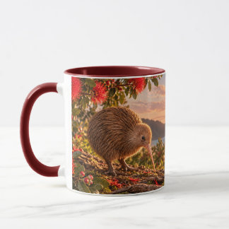 Kiwi-Vogel Pohutukawa Neuseeland Weihnachtsgeschen Tasse
