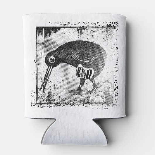 Kiwi-Vogel schwarz-weiß Dosenkühler (Rückseite)