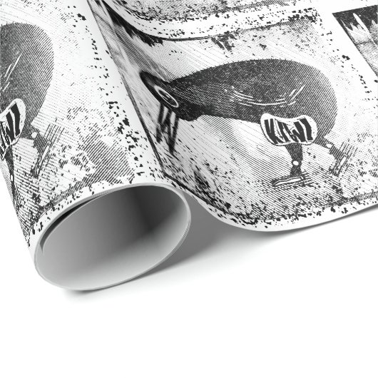 Kiwi-Vogel schwarz-weiß Geschenkpapier (Rolleneckpunkt)