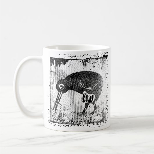 Kiwi-Vogel schwarz-weiß Kaffeetasse (Links)