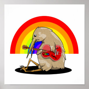 Kiwi Vogel spielt akustische Gitarre Poster
