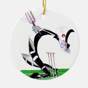 Kiwikricketauge auf dem Ball, tony fernandes Keramik Ornament