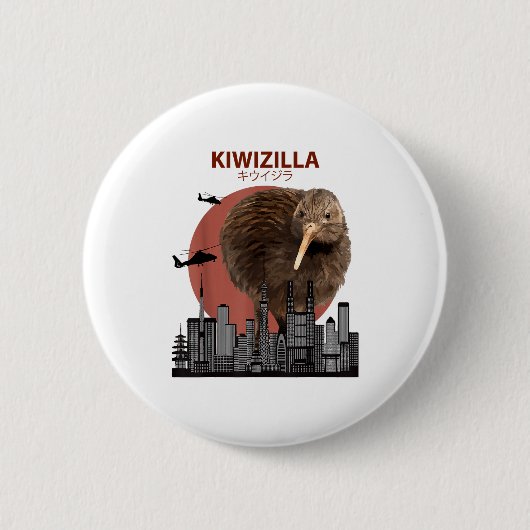 Kiwizilla Funny Kiwi _ New Zealand Bird Lovers Gif Button (Vorderseite)