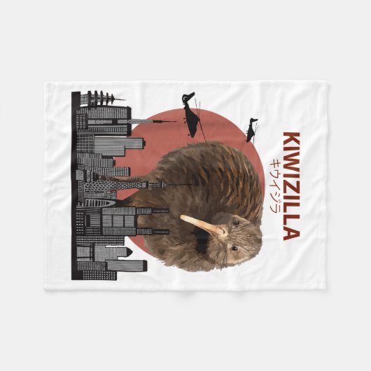 Kiwizilla Funny Kiwi _ New Zealand Bird Lovers Gif Fleecedecke (Vorderseite (Horizontal))