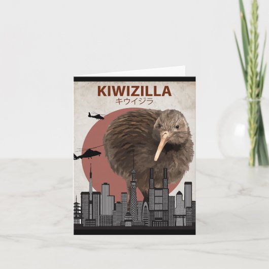 Kiwizilla Funny Kiwi New Zealand Bird Lovers Gift Karte (Vorderseite)