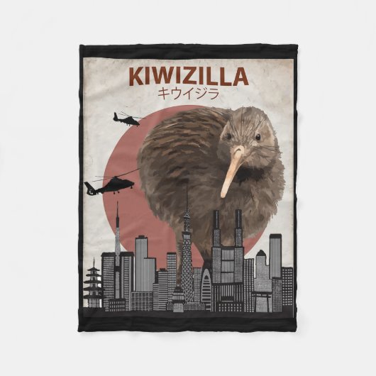 Kiwizilla Lustiger Kiwi Neuseeland-Vogelliebhaber- Fleecedecke (Vorderseite)