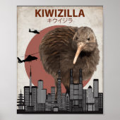 Kiwizilla Lustiger Kiwi Neuseeland-Vogelliebhaber- Poster (Vorne)