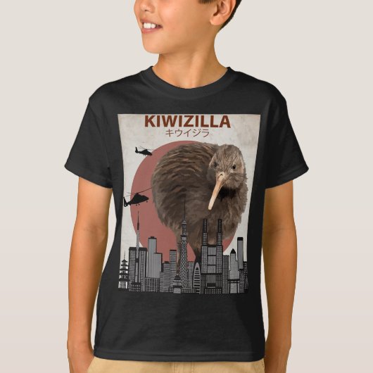 Kiwizilla Lustiger Kiwi Neuseeland-Vogelliebhaber- T-Shirt (Vorderseite)