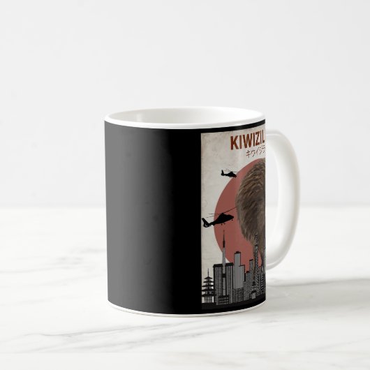 Kiwizilla Lustiges Kiwi Neuseeland-Vogelliebhaber- Kaffeetasse (VorderseiteRechts)