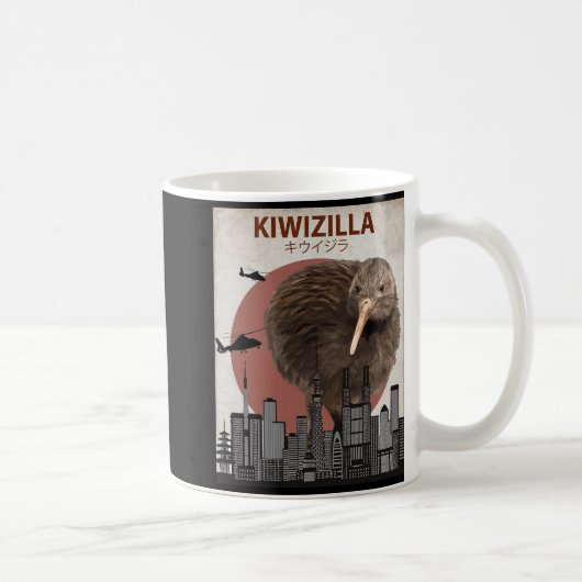 Kiwizilla Lustiges Kiwi Neuseeland-Vogelliebhaber- Kaffeetasse (Rechts)