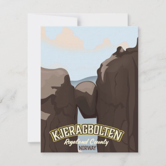 kjeragbolten norwegisches Reiseplakat. (Vorderseite)