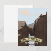 kjeragbolten norwegisches Reiseplakat. (Vorne/Hinten)