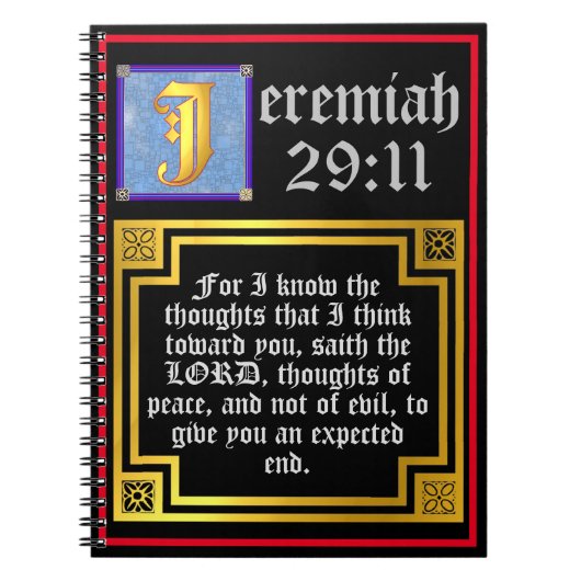 KJV Altes Testament Jeremiah 29:11 Bibelzitat Notizblock (Vorderseite)