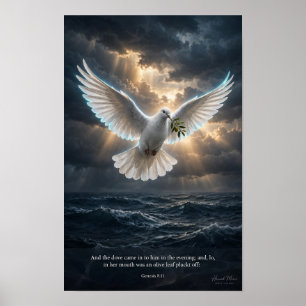 KJV Bibel-1. Mose 8:11 Taube der Hoffnung Poster
