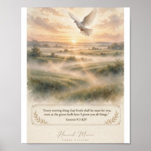 KJV Bibel-1. Mose 9:3 KJV - Weiße Taube bei Sonnen Poster
