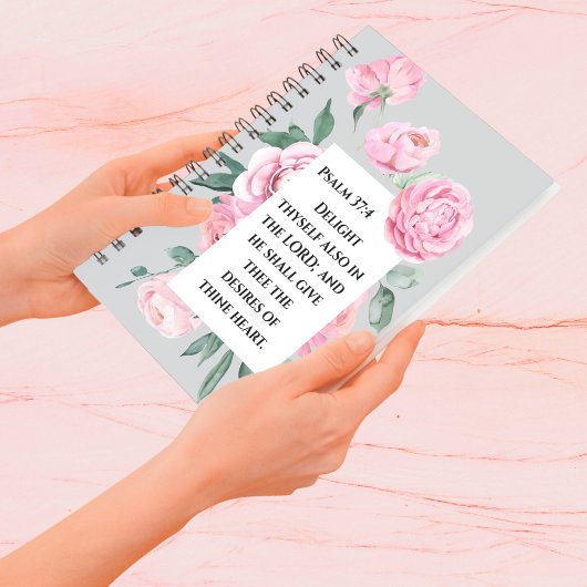 KJV Psalm Pink Peony Woman's Devotional Journal Notizblock