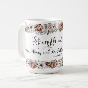 KJV Verse Stärke und Ehre Christliche Damen Kaffeetasse