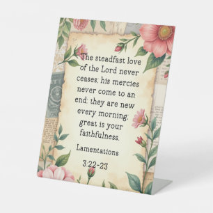Klagelieder 3:22–23 Vintage-Blumendesign  Sockelschild