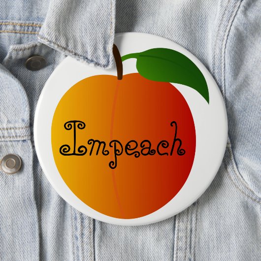 Klagen Sie den Pfirsich an! Button (Beispiel)