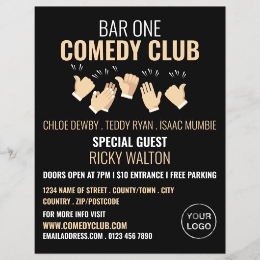 Kläger, Comedian, Comedy Club Werbung Flyer (Vorne)
