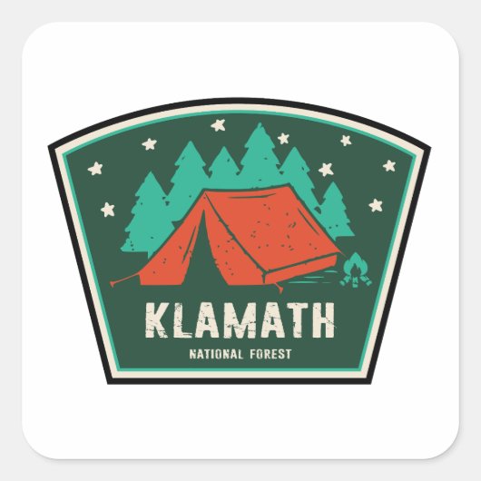 Klamath National Forest Camping Quadratischer Aufkleber (Vorderseite)