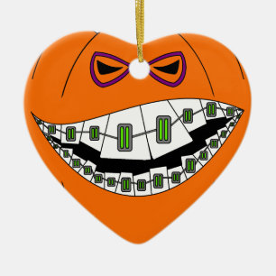 Klammer-Kürbis-Halloween-übles Grinsen Geeky Ner Keramikornament
