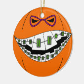 Klammer-Kürbis-Halloween-übles Grinsen Geeky Nerdy Keramik Ornament (Links)