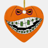 Klammer-Kürbis-Halloween-übles Grinsen Geeky Nerdy Keramikornament (Vorne)