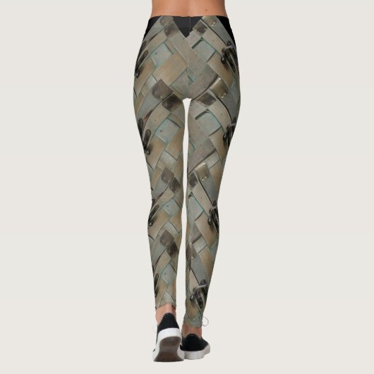 Klammern auf Holz (geknackt) Leggings (Rückseite)