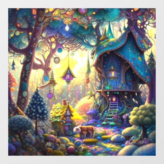 Klammern des Fensters "Whimsical Treehouse" Fensteraufkleber (Blatt)