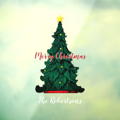 Klammern des traditionellen grünen Weihnachtsbaume Fensteraufkleber (Blatt 3)