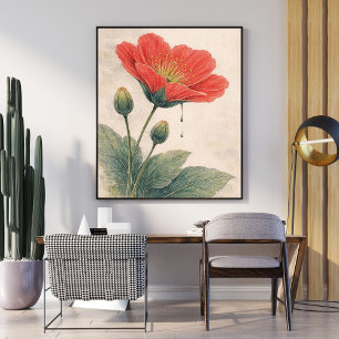 Klangmohn-Blumen-Kunstprint Botanisches Wandkuns Poster