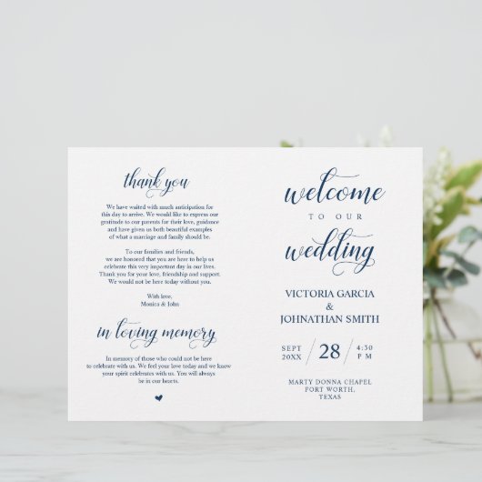 Klappbar Willkommen bei unserer Hochzeitsfeier (Stehend Vorderseite)