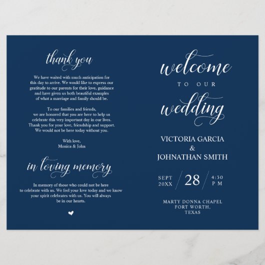 Klappbar Willkommen bei unserer Hochzeitsfeier (Vorderseite)