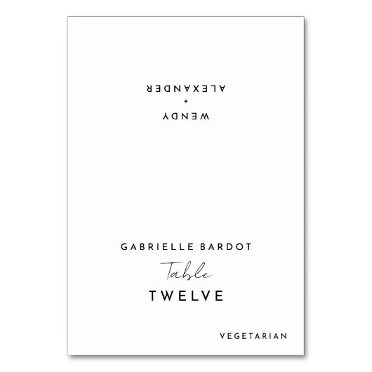 Klappbare Platzkarte für zeitgenössische Schriftze Tischnummer (Vorderseite)