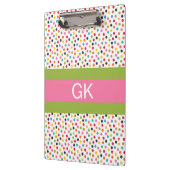 Klappe des grünen und rosa Polka-Dot-Monogramms Klemmbrett (Links)