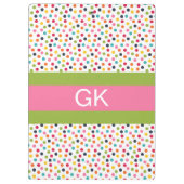 Klappe des grünen und rosa Polka-Dot-Monogramms Klemmbrett (Rückseite)