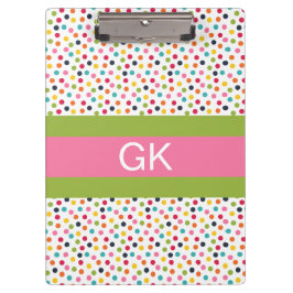 Klappe des grünen und rosa Polka-Dot-Monogramms Klemmbrett
