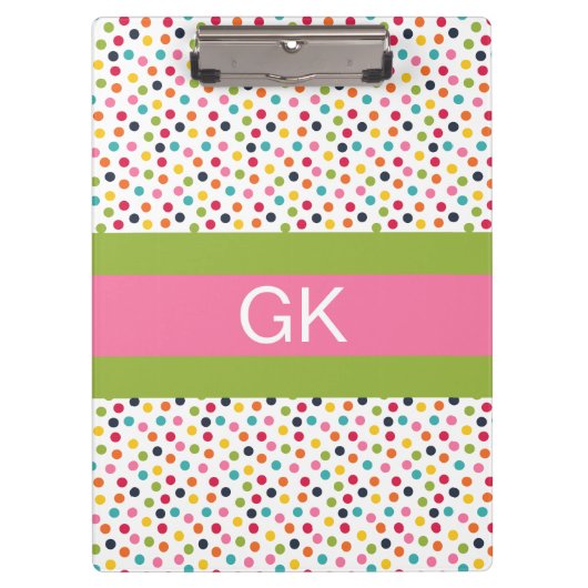 Klappe des grünen und rosa Polka-Dot-Monogramms Klemmbrett (Vorderseite)