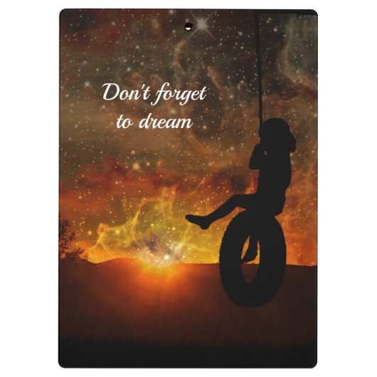 Klappe "Kind in Reifenschwung" Klemmbrett (Rückseite)