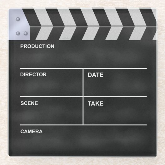Klappe Kino Glasuntersetzer (Vorderseite)