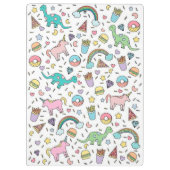 Klappe/Unikorne, Dinosaurier, Regenbogenfrüchte Klemmbrett (Rückseite)