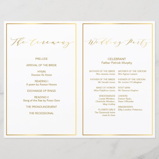 Klapperhaftes Hochzeitsprogramm mit schicken Schri (Rückseite)