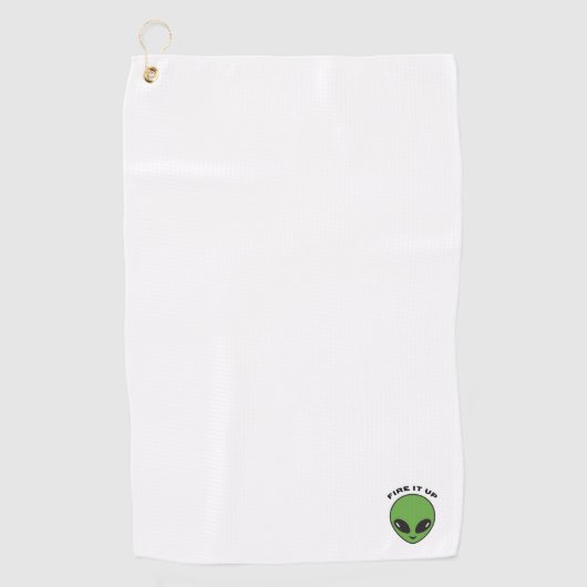 Klapphandtuch / Golftücher - Alien Kopf Feuer hoch Golfhandtuch (Vorderseite)