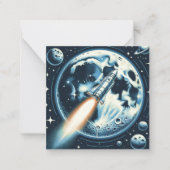 Klappkarte für den Rocket Moon Space Monogramm Mitteilungskarte (Vorderseite)