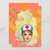 Klappkarte - Krankenschwester Einladung (Vorne/Hinten)