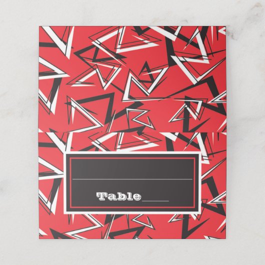 Klapprot, Schwarz, Weiß Platzkarte (Außenseite Aufgefaltet)