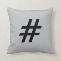 # Klappschild (Hashtag) Knopfkissen, Grau & Schwar