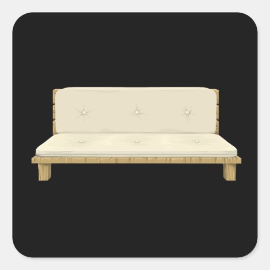Klappsofa Quadratischer Aufkleber (Vorderseite)