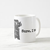 Klar. Ich Text. Schreibmaschine Kaffeetasse (VorderseiteRechts)